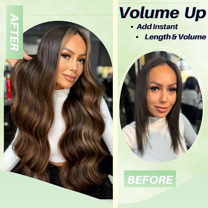 Brown Blonde Tape in Hair Extensions Human Hair Seamless Invisible Silky Straight Hair Extensions Tape in Real Human Hair 14Inch 20PCS 30Gram