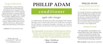 Phillip Adam Apple Cider Vinegar Shampoo and Conditioner Set for All Types of Hair - pH Balancing - Sulfate Free, Paraben Free & Silicone Free - 33.8 Ounce Each