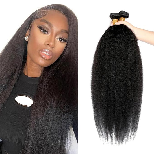 Natural Color Yaki Bundles Color 1B Kinky Straight Human Hair Extensions 24 24 24 Inch Brazilian Unprocessed Virgin Human Hair Extensions Yaki Straight Bundles Human Hair Natural Black