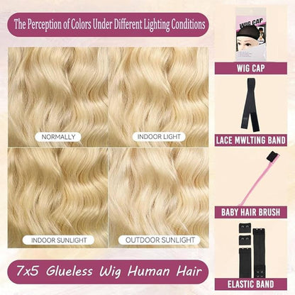 613 Lace Front Wig Human Hair 200% Density Blonde Glueless Wigs Human Hair Pre Plucked Pre Cut 7x5 Hd Closure Wear And Go Wig Blonde Wig Human Hair Body Wave For Women 26 Inch