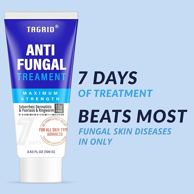 TAGRID Antifungal Cream, Psoriasis, Seborrheic Dermatitis, Ringworm Treatment for Humans, Tinea Versicolor Treatment, Clinically Proven Maximum Relief - 100g