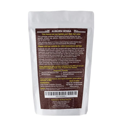 3 Packs Of Auburn Henna Hair & Beard Color/Dye 100 Grams - Natural Hair Color, Plant-based Hair Dye - The Henna Guys