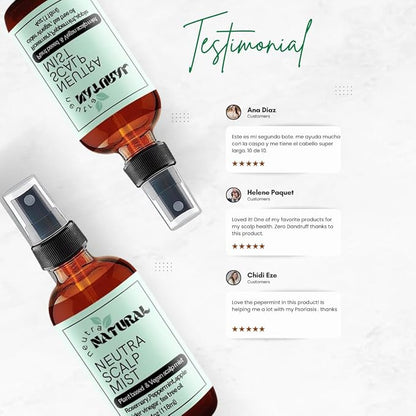 Natural Anti-Dandruff Scalp Tonic-Peppermint oil-Apple cider Vinegar- Mist for Itchy & Dry Scalp - Rosemary Water Hair Growth with Cloves, Scalp Spray to reduce Dandruff, Psoriasis,Neutral Natural