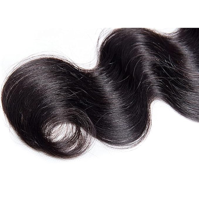 #1B Human Hair Bundles Body Wave Bundles 16 18 Inch 2 Bundles Unprocessed Brazilian Virgin Hair Weave 50 Grams Per Bundle Body Wave Bundle Human Hair Extensions Natural Color