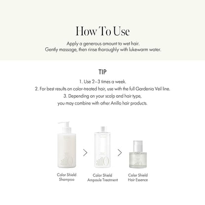 Gardenia Veil Color Shield Ampoule Treatment – Shine-Boosting Hair Mask for Color-Treated Hair – Protein & Amino Acid Complex, Daily Use, Silicone-Free, 200 ml / 6.76 fl oz