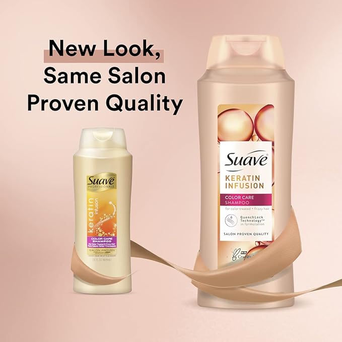 Suave Professionals Color Care Shampoo Shampoo for Color Treated Hair Keratin Infusion Color Protecting Shampoo, 28 Ounce (Pack of 4)
