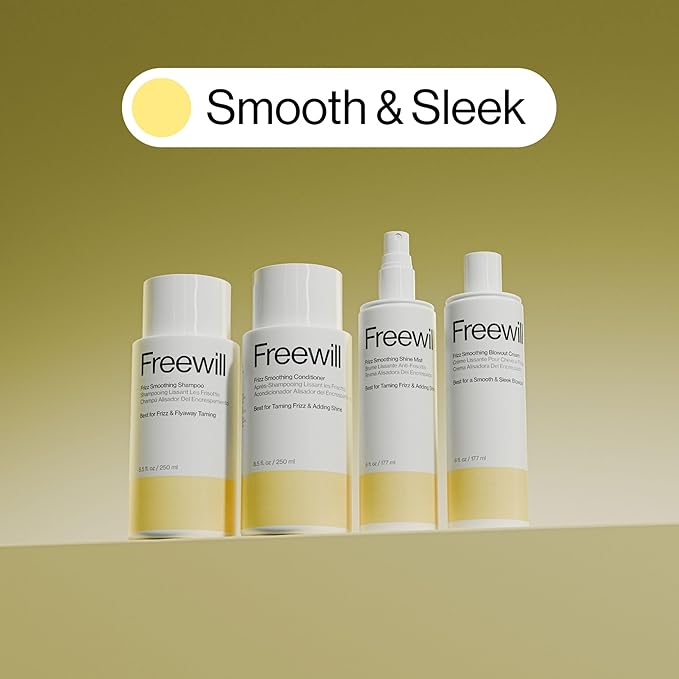Freewill Frizz Smoothing Shine Mist - Lightweight Non-Greasy Hair Shine Spray for Frizz Control & Flyaways - Hydrating Mist with Argan, Coconut, & Ginger Root Oil - Vegan Hair Care - 6 fl oz