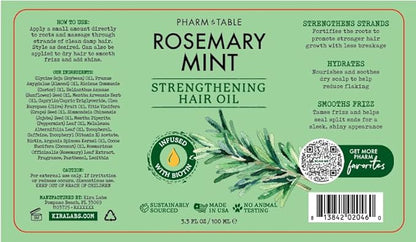 Rosemary & Mint Hair Oil - Infused with Biotin, Nourishes the Scalp, Helps Support Hair Growth, 100ml