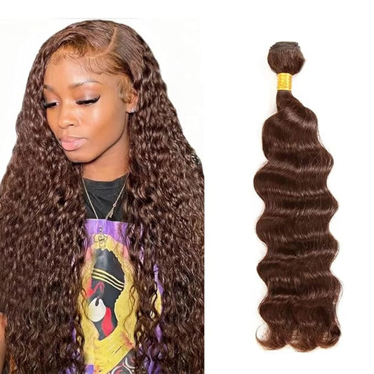 Color 4 Deep Wave Bundles Brown Bundles Human Hair Chocolate Bundle 28 Inch Niegmeag Double Weft Unprocessed Peruvian Virgin Remy Hair Extensions For Woman