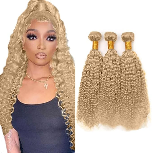 #22 Ash Blonde Bundles Human Hair Water Wave Bundles 28 30 32 Inch Human Hair Weave 3 Bundle Unprocessed Brazilian Virgin Hair Blonde Water Wave Human Hair Extensions 50 Grams/Bundle