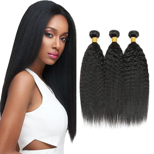 #1B Human Hair Bundles Yaki Straight Bundles 20 20 20 Inch Unprocessed Brazilian Virgin Hair Weave 3 Bundles 50 Grams Per Bundle Natural Color Bundle Human Hair Extensions