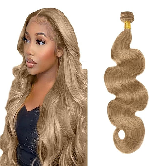 #22 Blonde Bundles Human Hair Body Wave Bundles 20 Inch Human Hair Weave 1 Bundle Unprocessed Brazilian Virgin Hair Ash Blonde Body Wave Human Hair Extensions 50 Grams/Bundle