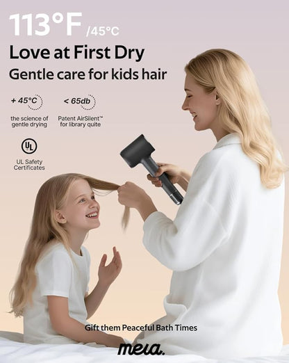 Professional Hair Dryer with Diffuser for Women- mera Classic Bi-Ionic Blowdryer Fast Drying Remove Static Full Tool Set for Stylist, One Button Cooling Mode, cUL Certified, Lightweight, Travel