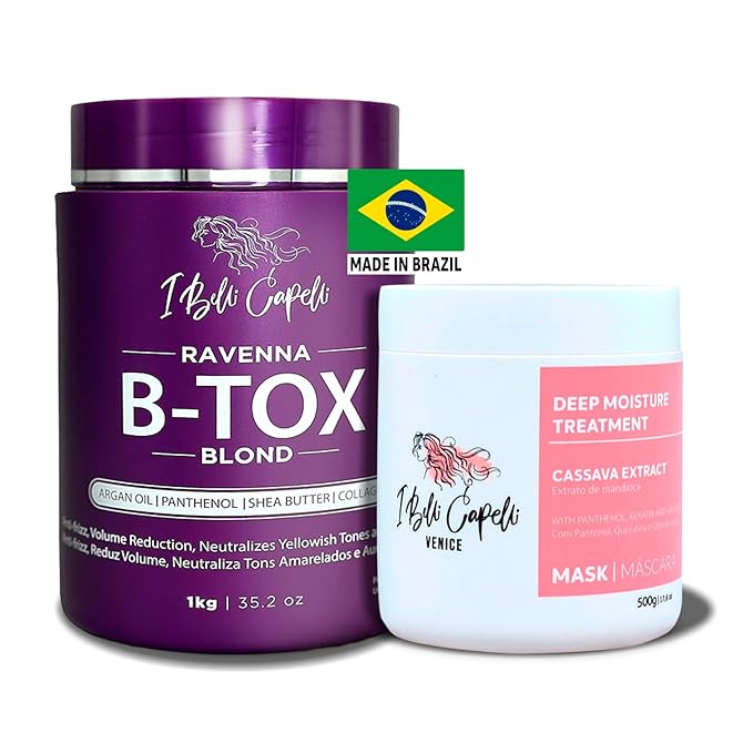 Ravenna B-tox Kit - Hair Smoothing Treatment with Argan Oil Mask 500g - Formaldehyde-Free, Anti-Frizz (1 Treatment + 1 Mask)