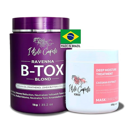Ravenna B-tox Kit - Hair Smoothing Treatment with Argan Oil Mask 500g - Formaldehyde-Free, Anti-Frizz (1 Treatment + 1 Mask)