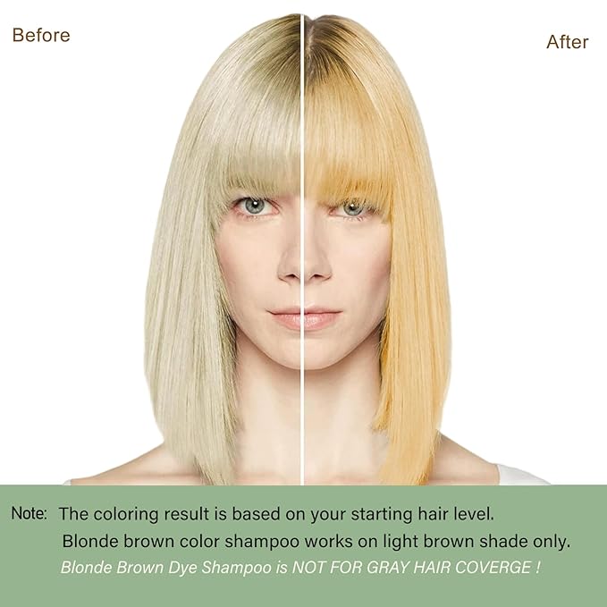 Blonde Hair Dye Shampoo, Hair Color Shampoo for Women Men, Brown Hair Shampoo, Champu Para Pintar el Cabello, Colors Hair in Minutes, Gentle and Effective, 16.90 Fl Oz