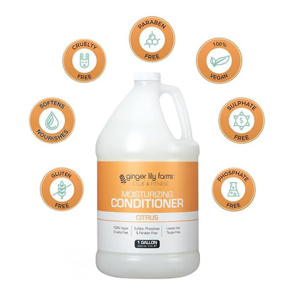 Ginger Lily Farms Club & Fitness Citrus Moisturizing Conditioner, 100% Vegan, Paraben, Sulfate, Phosphate, Gluten & Cruelty-Free, 1 Gallon (Pack of 4 )