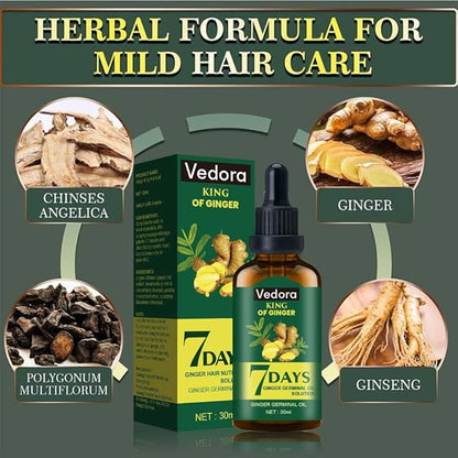 Vedora Ginger Oil for Hair Growth - Biotin Hair Growth Serum, 100% Pure Natural Ginger Essential Oil - Promotes Stronger, Thicker, Longer Hair in Women & Men - 1.05 Fl Oz / 30ML (1PC)