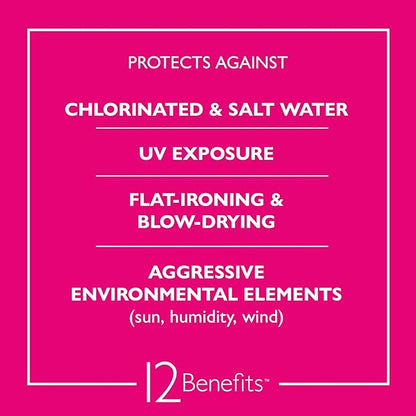 12 Benefits Instant Healthy Hair Treatment - Leave In Conditioner Travel Size Spray, Quaternium 39 & Silk Fibre Protein - Smooths Frizz, Strengthens & Repairs Damaged Hair, (1 Fl Oz)