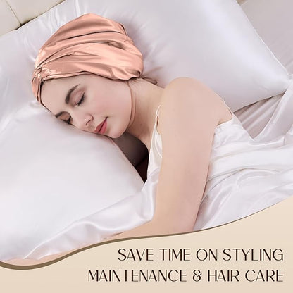 ZIMASILK 22 Momme Adjustable 100% Mulberry Silk Bonnet for Sleeping Women, Silk Hair Wrap for Hair Protection, That Reduces Falling off (1Pc, Blush Pink)