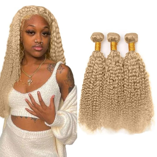 #22 Ash Blonde Bundles Human Hair Water Wave Bundles 18 20 22 Inch Human Hair Weave 3 Bundle Unprocessed Brazilian Virgin Hair Blonde Water Wave Human Hair Extensions 50 Grams/Bundle