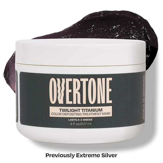 Overtone Color Depositing Semi-Permanent Hair Dye Conditioner - 8 oz Natural & Color-Treated Hair, Moisturizing Shea Butter & Coconut Oil - Vegan & Cruelty-Free, Extreme Silver now Twilight Titanium