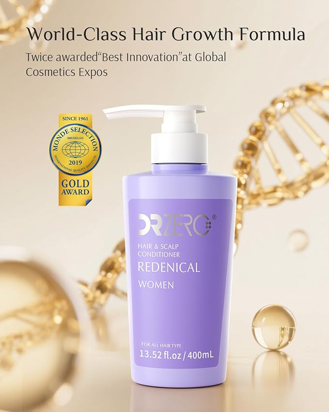 DR ZERO Hair Growth Conditioner for Women, Japanese Hair Care, 13.5 oz, Volumize Thickening, Hydrate Damaged Hair and Scalp, Sulfate & Silicone-Free, Redensyl® Combine Nano-Tech Improves Thinning