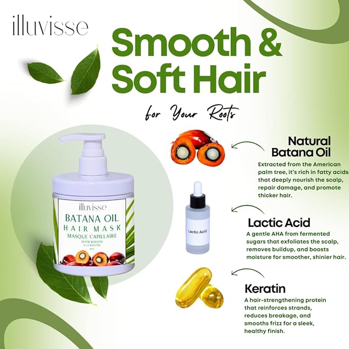 Batana Oil Deep Conditioning Hair Mask - Keratin Infused For Damaged, Dry Hair - Intense Hydration and Repair - Organic Batana Oil for Hair Growth - 500mL