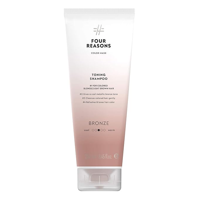 FOUR REASONS Bronze Hair Toner - Color Depositing Shampoo for Treated Hair (8 Colors, Sulfate-Free, Vegan, 8.45 Fl Oz)