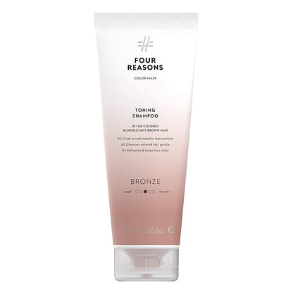 FOUR REASONS Bronze Hair Toner - Color Depositing Shampoo for Treated Hair (8 Colors, Sulfate-Free, Vegan, 8.45 Fl Oz)