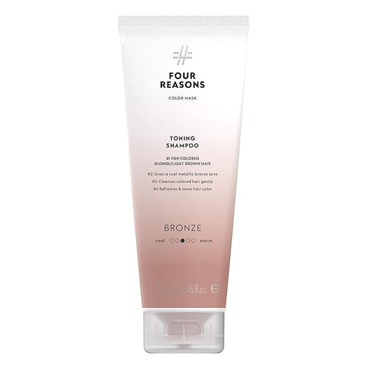 FOUR REASONS Bronze Hair Toner - Color Depositing Shampoo for Treated Hair (8 Colors, Sulfate-Free, Vegan, 8.45 Fl Oz)