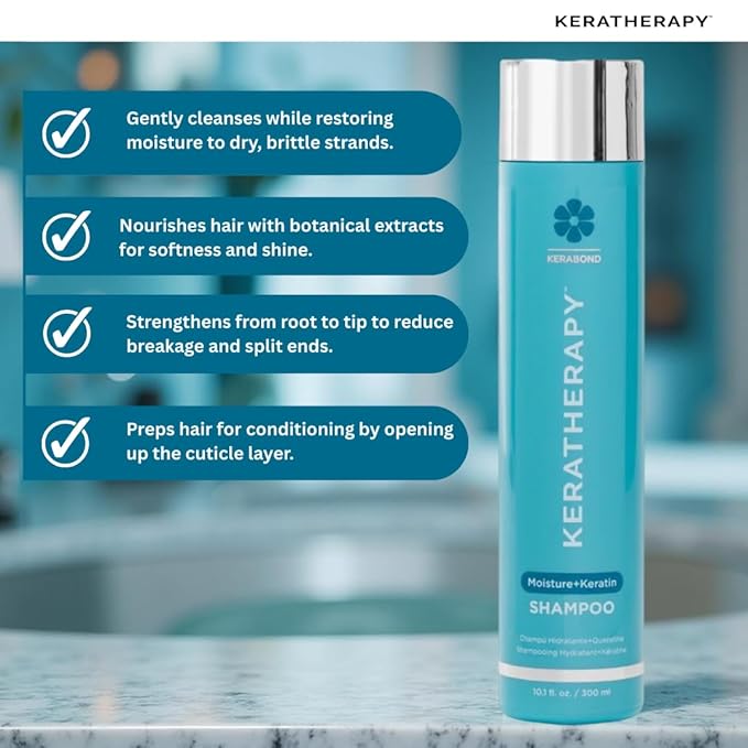 Keratherapy Keratin Infused Moisture Shampoo, 10.1 fl. oz., 300 ml - Anti Frizz Moisture Shampoo for Oily Scalp and Dry Ends - Kerabond Technology, Aloe Vera, & Willow Bark