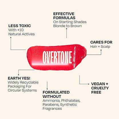 Overtone Color Depositing Semi-Permanent Hair Dye Conditioner - 8 oz For Natural & Color-Treated Hair, Moisturizing Shea Butter & Coconut Oil - Vegan & Cruelty-Free, Pink for Brown is now Raspberry