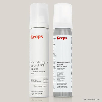 Keeps Extra Strength Minoxidil for Men Topical Aerosol Foam 5%, Hair Growth Treatment - 3 Month Supply (3 x 2.11oz Bottles) - Thicker, Longer Hair - Slows Hair Loss & Promotes Hair Regrowth
