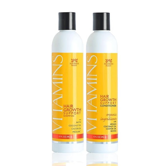 Nourish Beaute Vitamins Shampoo and Conditioner for Hair Loss that Promotes Hair Regrowth, For Men and Women, 4 Pack, 10 Ounces, Each