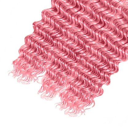 Pink Deep Wave Bundles Human Hair Light Pink Bundle Niegmeag Virgin Soft and Skily Remy Hair 3 Bundles 14 16 18 Inch Double Weft Hair Weave