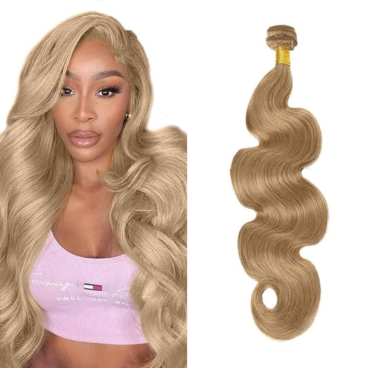 #22 Blonde Bundles Human Hair Body Wave Bundles 26 Inch Human Hair Weave 1 Bundle Unprocessed Brazilian Virgin Hair Ash Blonde Body Wave Human Hair Extensions 50 Grams/Bundle