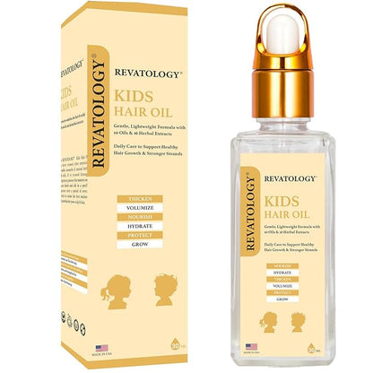 REVATOLOGY Kids & Baby Hair Growth Oil (Made in USA) Extra Strength pre-rinse Pediatric Formula with 26 Cold-Pressed Botanicals & Extracts | Cruelty & Chemical Free