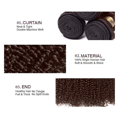 #4 Brown Bundles Human Hair Curly Bundles 22 24 Inch Human Hair Weave 2 Bundle 10A Unprocessed Brazilian Virgin Hair Chocolate Kinky Curly Bundle Human Hair Extensions