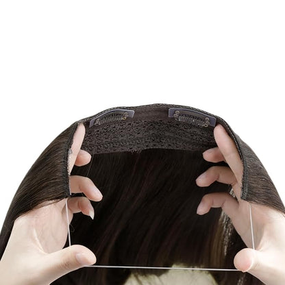 RUNATURE Wire Hair Extensions Real Human Hair, Invisible Fish Line Hair Extensions Straight Brown Hair, Natural Look for Daily Wearing, 20 Inch 100g #2 Dark Brown