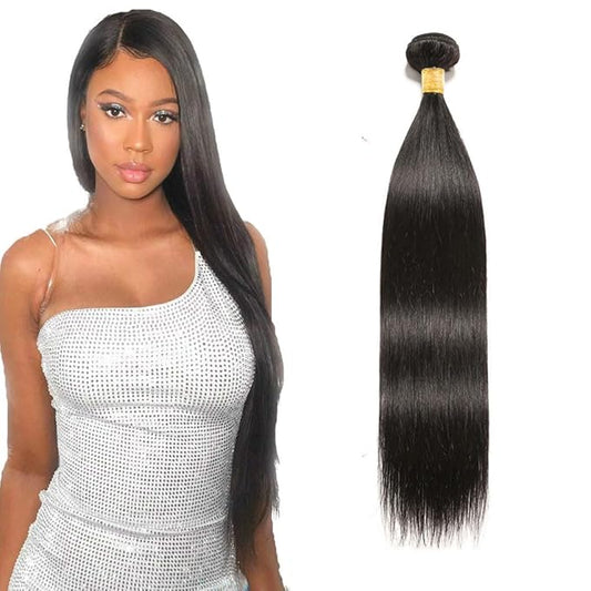Straight Human Hair Bundles Natural Black Straight Hair Weave Single Bundle 16 Inch Peruvian Unprocessed Virgin Remy Hair Extensions For Woman 100g/Pc