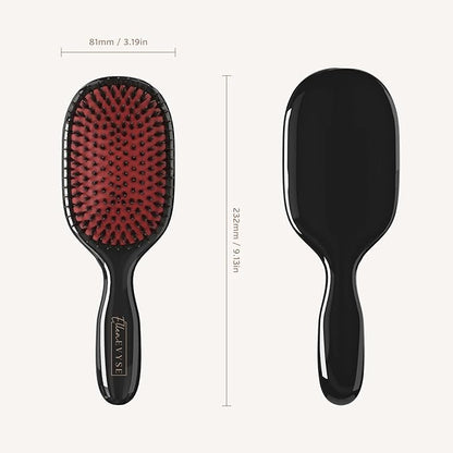 Boar Bristle Hair Brush,Nylon Pins and Boar Bristles for Smoothing,Detangling,Reducing Breakage and Enhancing Shine,Hairbrush for Women,Men