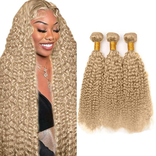 #22 Blonde Bundles Human Hair Water Wave Bundles 30 32 34 Inch Human Hair Weave 3 Bundle Unprocessed Brazilian Virgin Hair Ash Blonde Water Wave Human Hair Extensions 50 Grams/Bundle