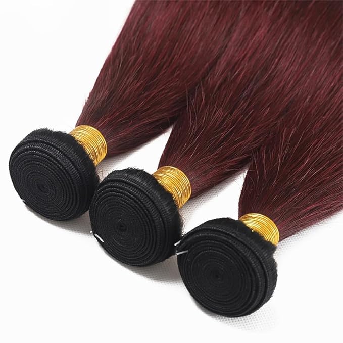Burgundy Human Hair Burgundy Straight Bundles Brazilian Human Hair Weave Double Weft 1b99j Bundles Silky and Soft Brazilian Remy Hair Extensions 26 26 26 inch