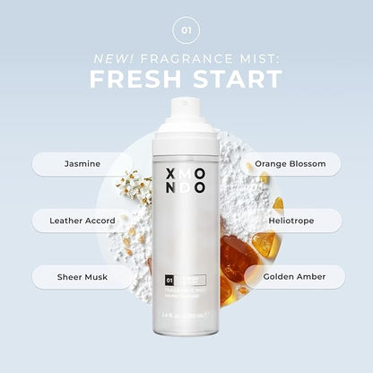 XMONDO 01 Fresh Start Fragrance Mist - Lightweight Hair & Body Perfume Mist with Hyalurionic Acid & Squalane, Fresh Clean Scent, 3.4 fl oz / 100 mL