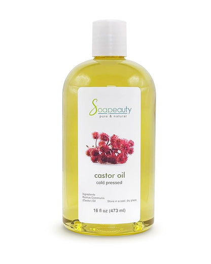 Soapeauty Cold Pressed Castor Oil |100% Pure Natural USP Grade Promotes Healthy Skin & Hair | Hexane Free | Thickens Eyebrows & Lengthens Eyelashes | 16 fl oz