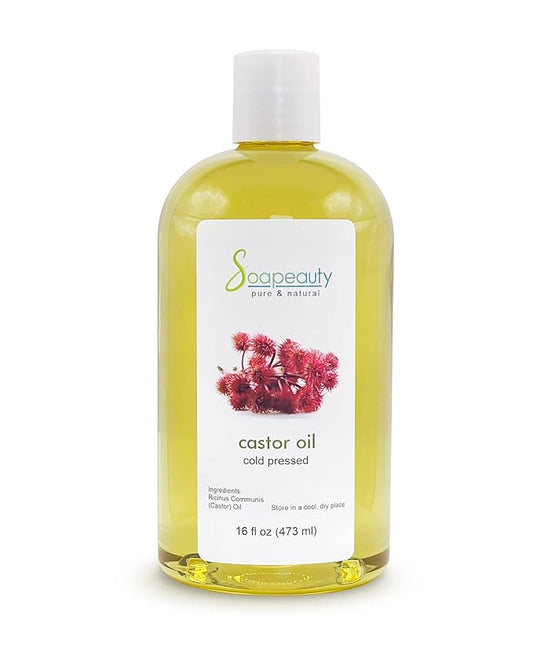 Soapeauty Cold Pressed Castor Oil |100% Pure Natural USP Grade Promotes Healthy Skin & Hair | Hexane Free | Thickens Eyebrows & Lengthens Eyelashes | 16 fl oz