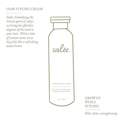 Salée Hair Styling Cream | Anti-Frizz Leave-In Smoothing Cream for All Hair Types | Flexible Hold & Shine | Defines Curls, Tames Flyaways, Softens & Nourishes | 6 oz.