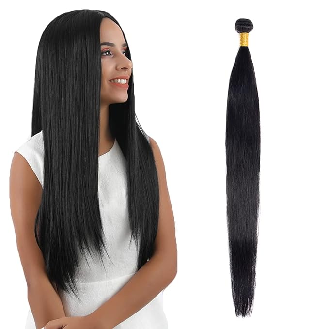 #1B Human Hair Bundles Straight Bundles 14 Inch Unprocessed Brazilian Virgin Hair Weave 1 Bundle 50 Grams Per Bundle Natural Color Bundle Human Hair Extensions
