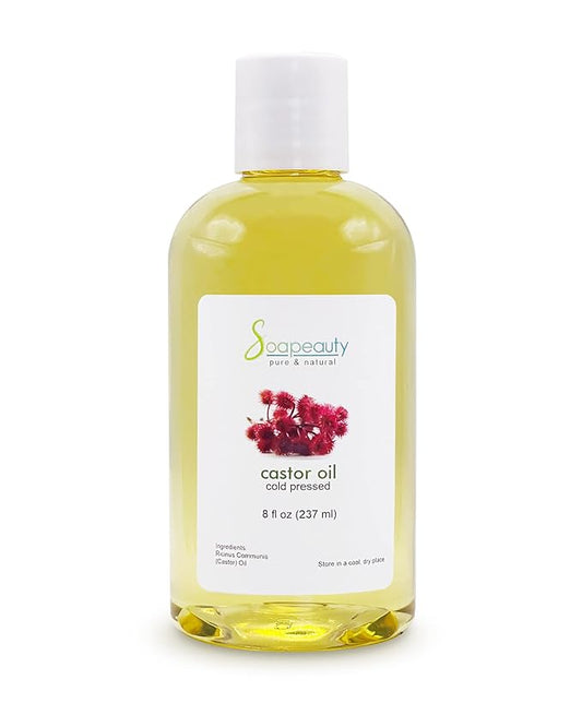 Soapeauty Cold Pressed Castor Oil |100% Pure Natural Castor Oil Promotes Healthy Skin & Hair | Thickens Eyebrows & Lengthens Eyelashes | 8 fl oz